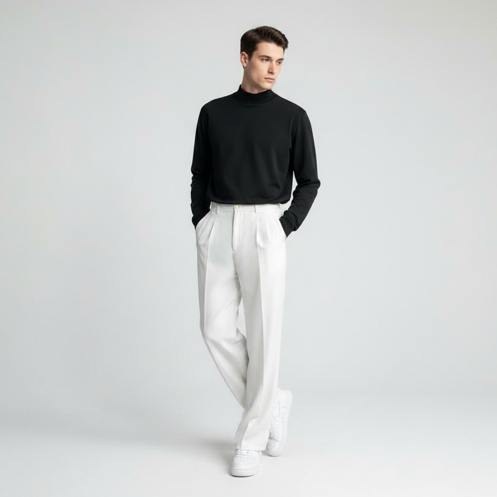 Men's Straight Fit Pleated Pants | Modern Formal Trousers
