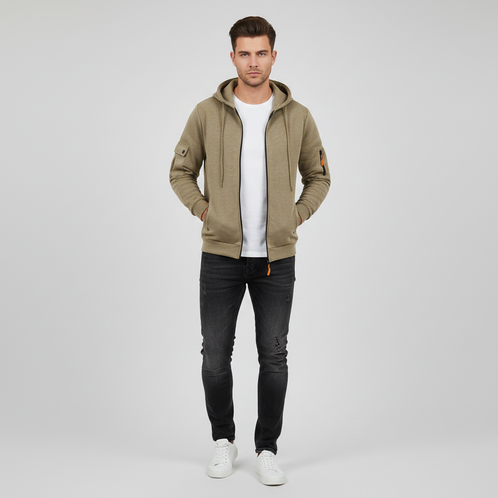 Men's Utility Zip-Up Hoodie | Stylish Sweatshirt with Pockets