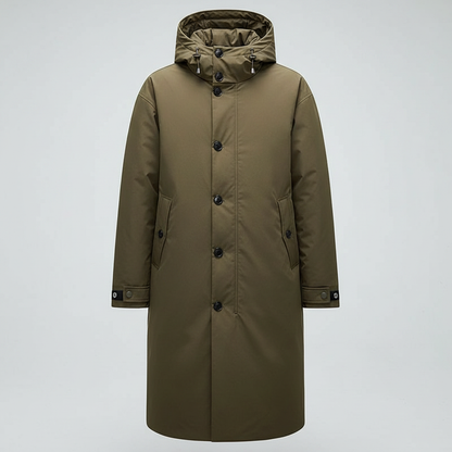 Men's Long Waterproof Puffer Coat with Hood | Men's Coat