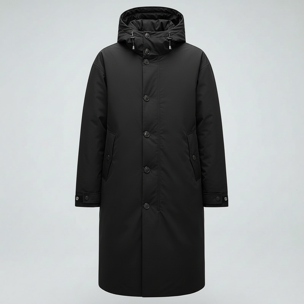 Men's Long Waterproof Puffer Coat with Hood | Men's Coat