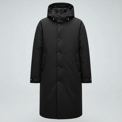 Men's Long Waterproof Puffer Coat with Hood | Men's Coat