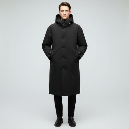 Men's Long Waterproof Puffer Coat with Hood | Men's Coat