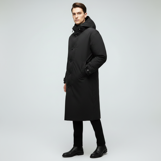 Men's Long Waterproof Puffer Coat with Hood | Men's Coat
