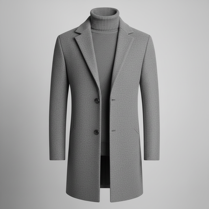 Men's Notched Lapel Long Coat | Stylish Men's Overcoat