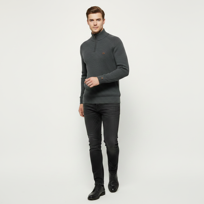 Men's Slim Fit Half-Zip Knitted Jumper | Stylish Knitwear
