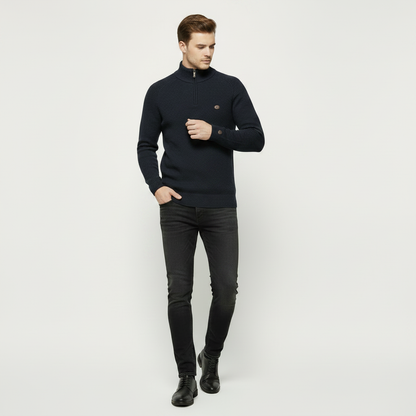Men's Slim Fit Half-Zip Knitted Jumper | Stylish Knitwear
