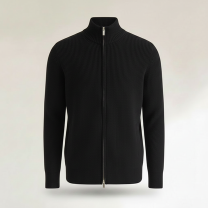 Men's Slim Fit Cardigan | Ribbed Zip-Up Sweater