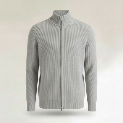 Men's Slim Fit Cardigan | Ribbed Zip-Up Sweater
