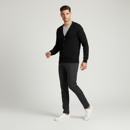Men's Slim Fit Cardigan | Ribbed Zip-Up Sweater