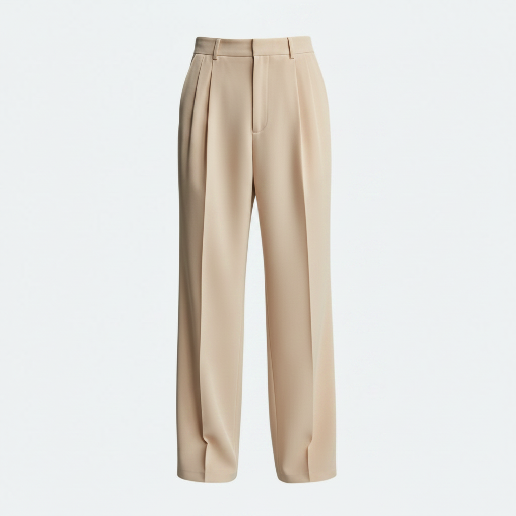 Men's Straight Fit Pleated Pants | Modern Formal Trousers