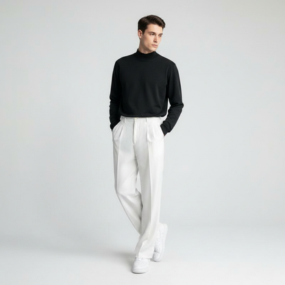Men's Straight Fit Pleated Pants | Modern Formal Trousers