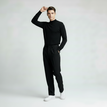 Men's Straight Fit Pleated Pants | Modern Formal Trousers