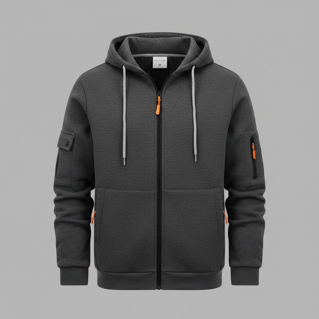 Men's Utility Zip-Up Hoodie | Stylish Sweatshirt with Pockets