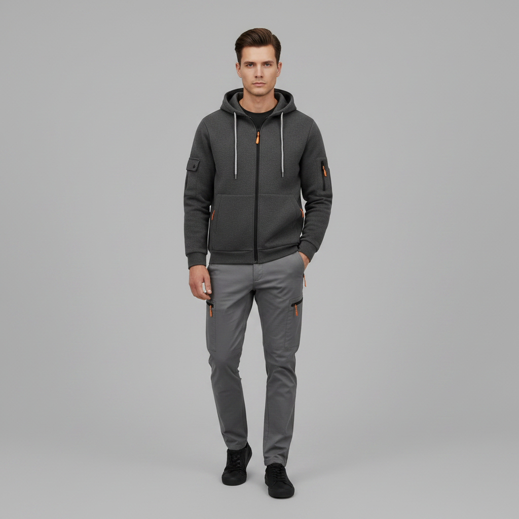 Men's Utility Zip-Up Hoodie | Stylish Sweatshirt with Pockets