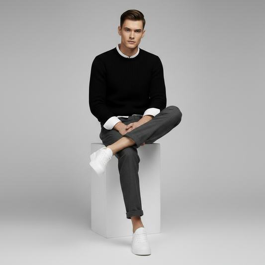 Men's White Platform Sneakers | Modern Lace-Up Casual Footwear